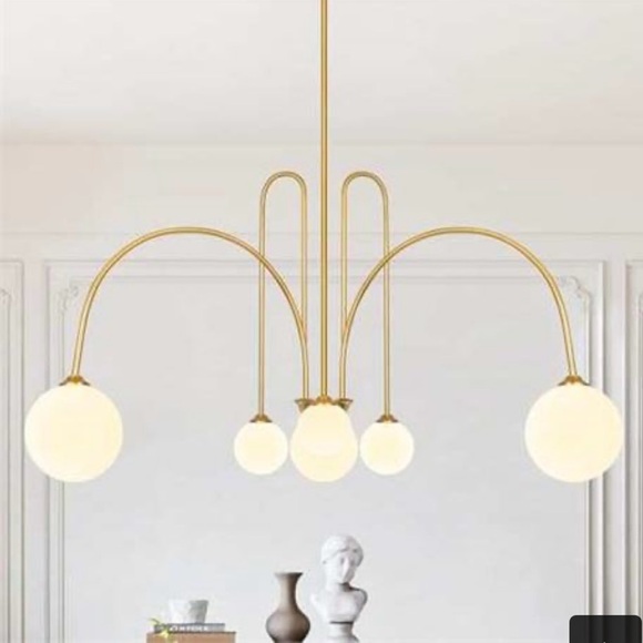 GOLD SPUTNIK CHANDELIER, 6 LIGHTS, MODERN FOR DINING ROOM (NEW) - Picture 1 of 5